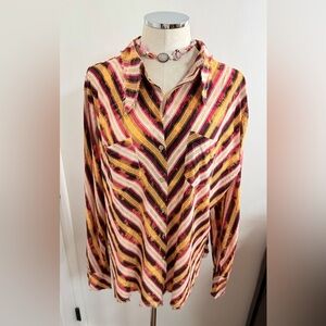 Jaded Gypsy Sunset Striped Button-Down Top